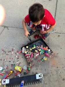 Cleaning up fireworks litter