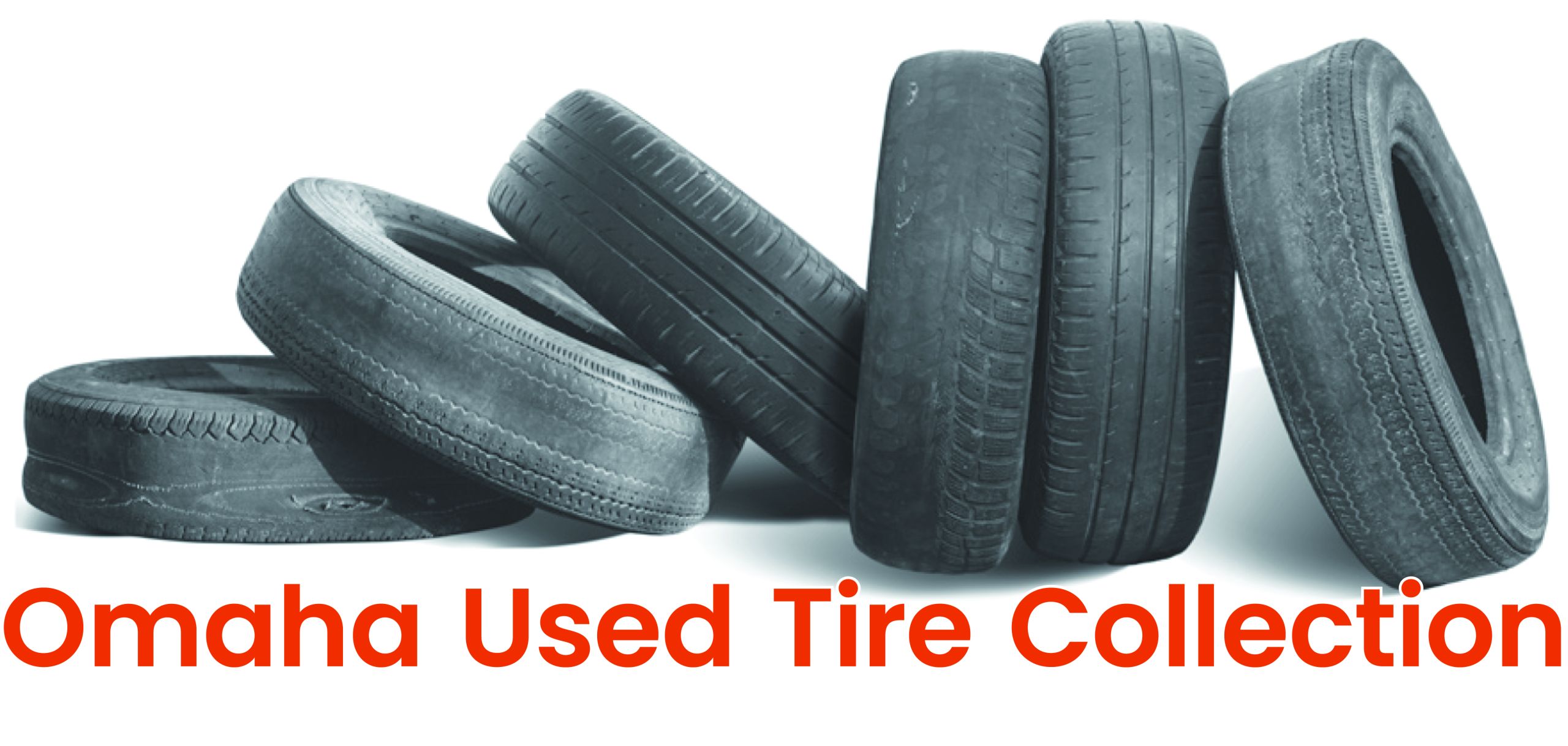 tires heading Headline: Omaha Used Tire Collection shown with a group of well worn and damaged tires